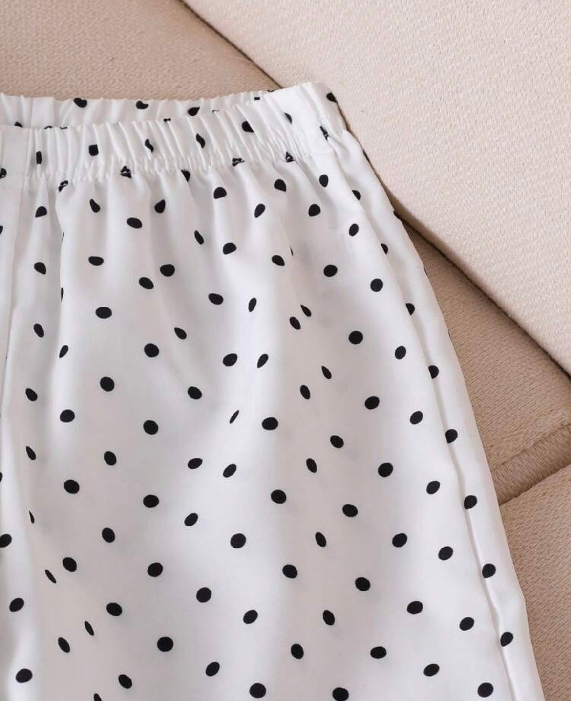 Polka Dot Print Blazer Vest And Straight Leg Pants White 2 Pieces
