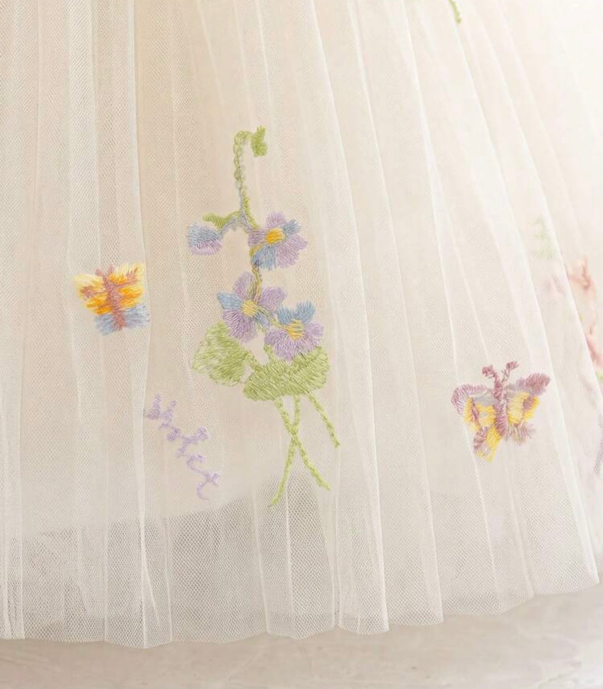3D Floral Embroidered Princes dress Spaghetti Strap