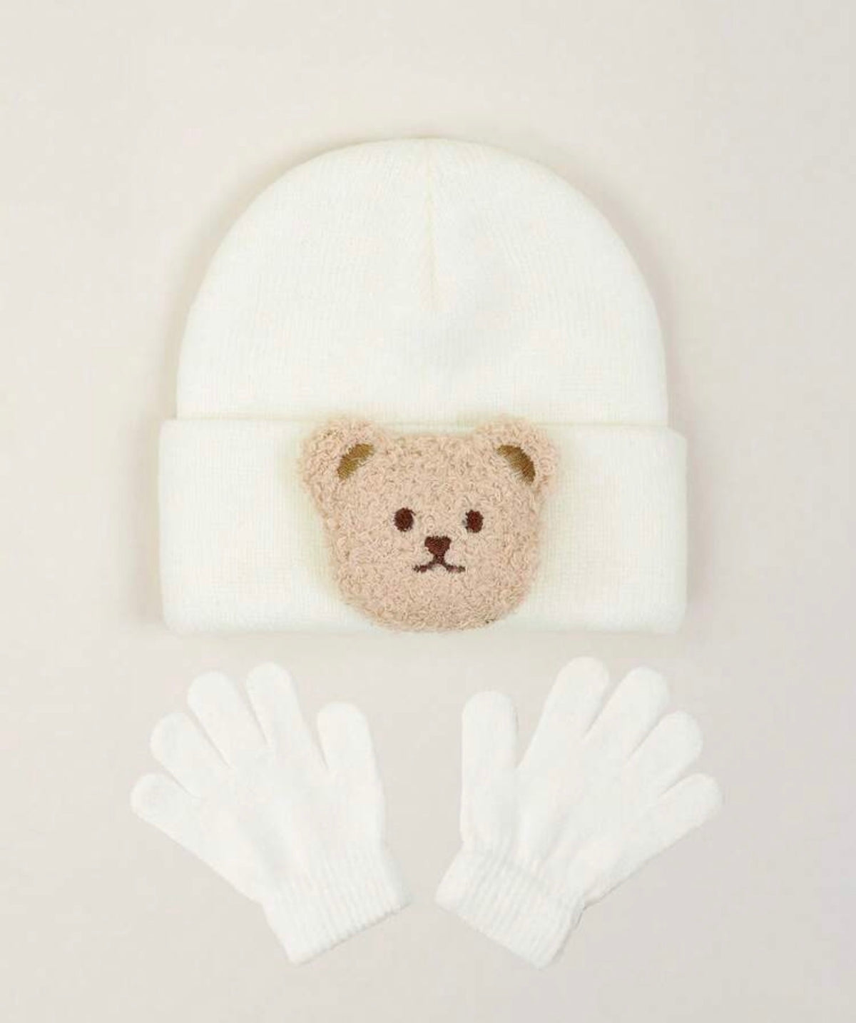 1set 0-3Y Beanie & Gloves Winter Knit Warm Caps
