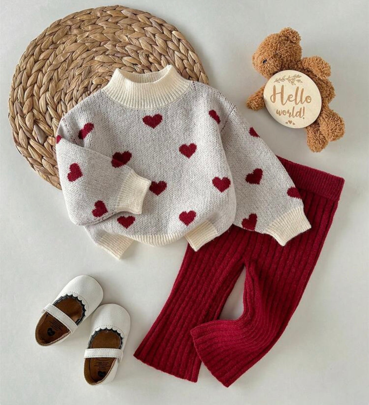 Autumn/Winter Casual Long Sleeve Sweater And Elastic Waist Long Pants Set