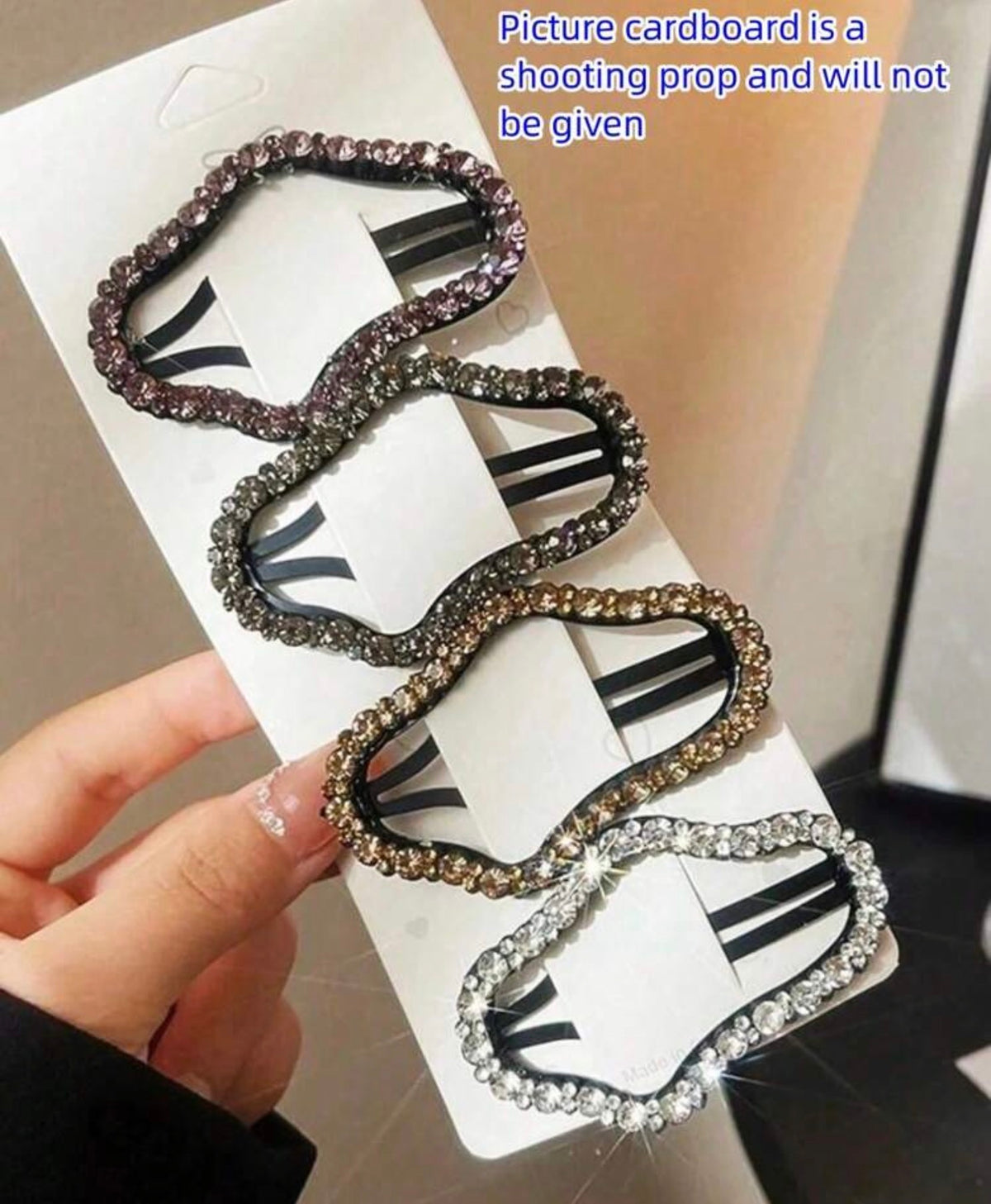4pcs/ Multicolor Crystal Asymmetrical Shaped Hair Clips