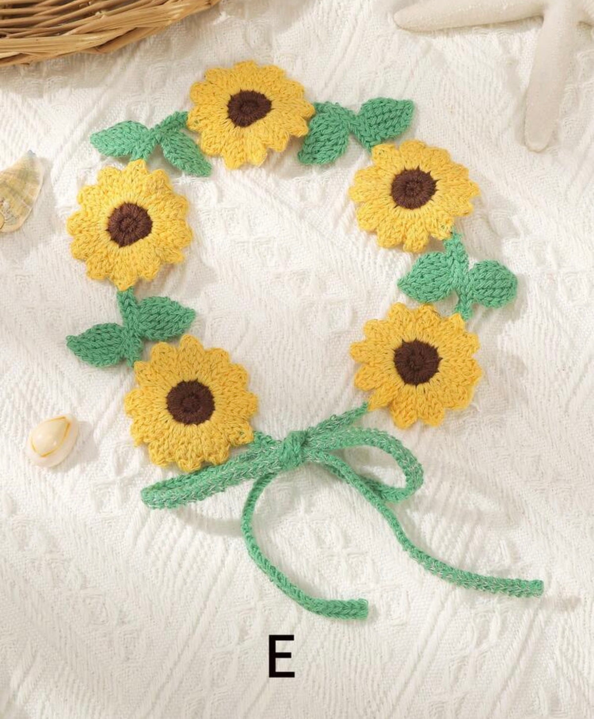 1pc Boho Style Hollow Knitted Sunflower Headband