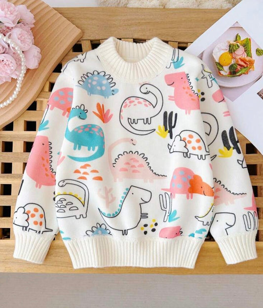 Cartoon Sweater Fleece Crew Neck Pullover Top