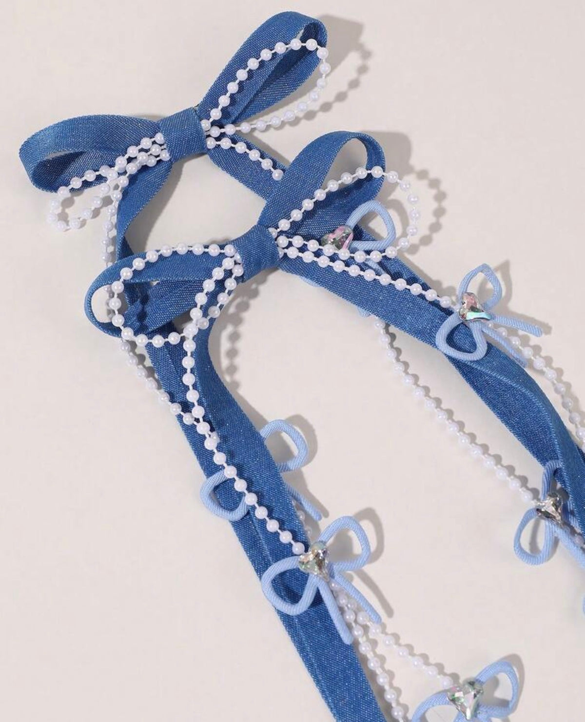 2pcs Blue Long Ribbon Hair Bows