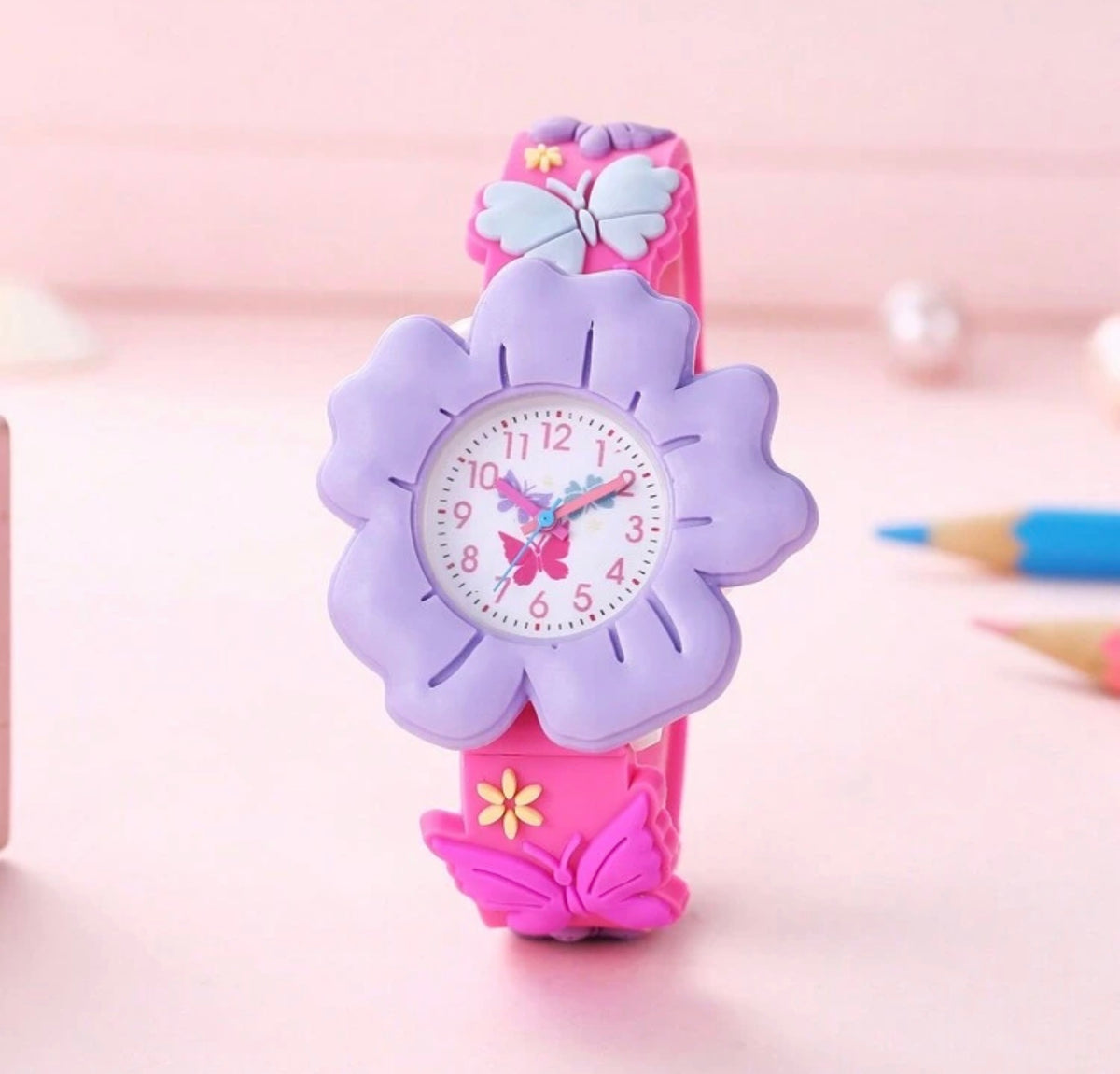 Flower & Butterfly Cartoon Watch, 3d