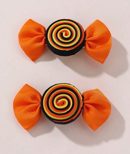 2pcs Colorful Spiral Ribbon Candy-Shaped Hair Clips