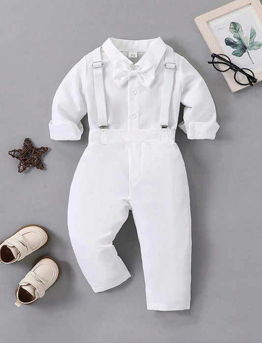 Christening White Shirt+bib overall suit