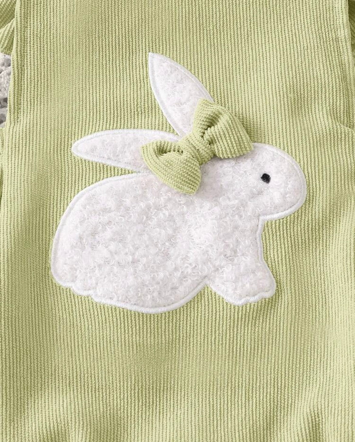 2pcs Baby Cute Rabbit Embroidery & Pom Decor Sleeveless Romper Set