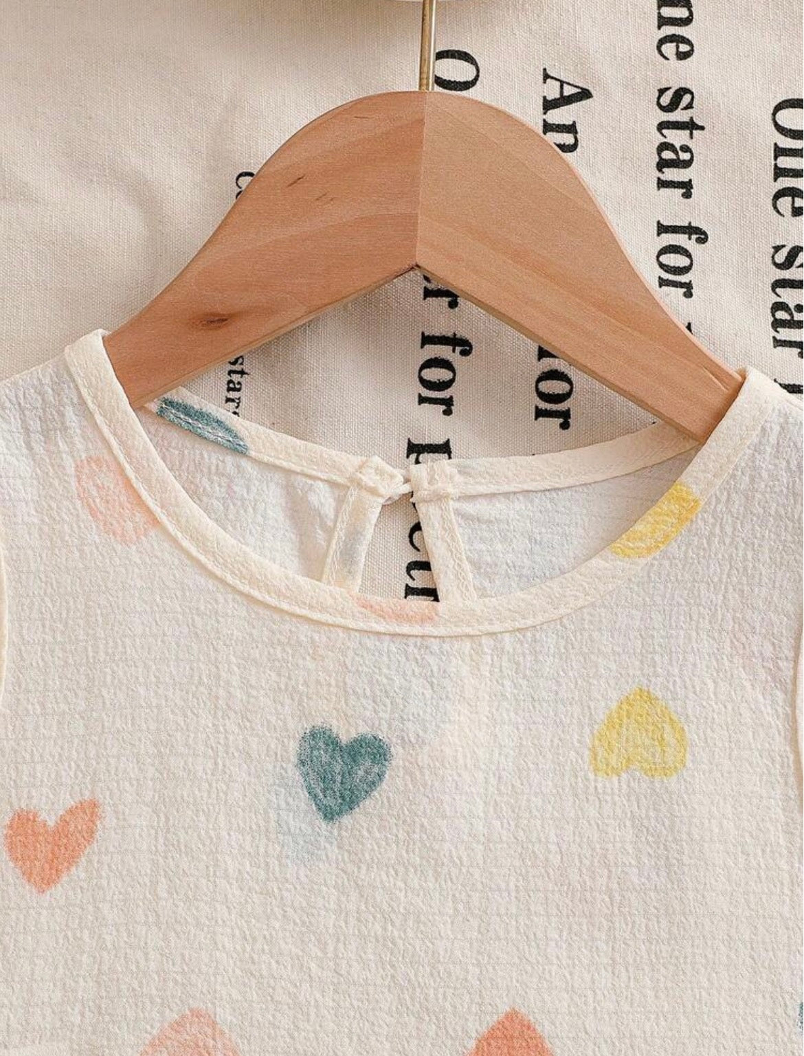 Heart Print Ruffle Sleeveless Top & Shorts
