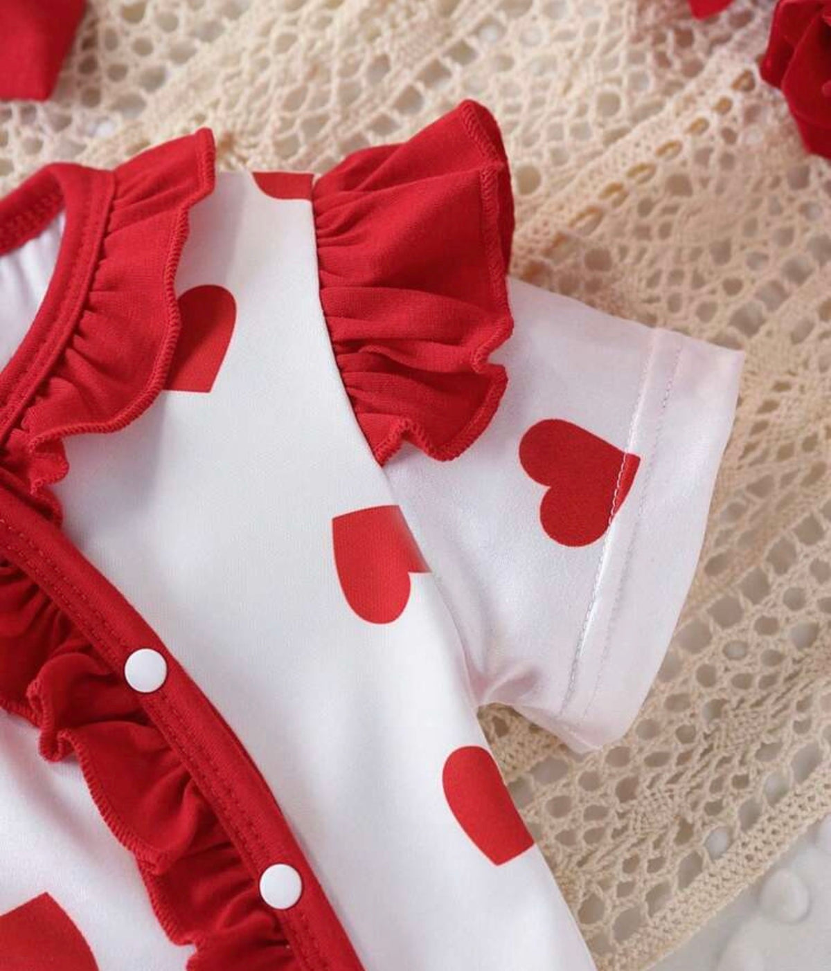 2pcs/Set Heart Romper&Headband Set