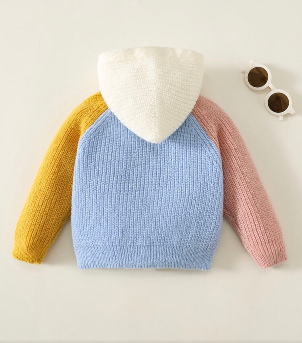 Autumn/Winter Colorful Colorblock Patchwork Knit Hooded Cardigan Sweater