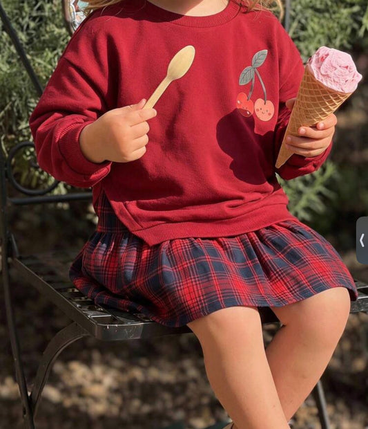 Strawberry Pattern Knitted Soft Round Neck Long Sleeve