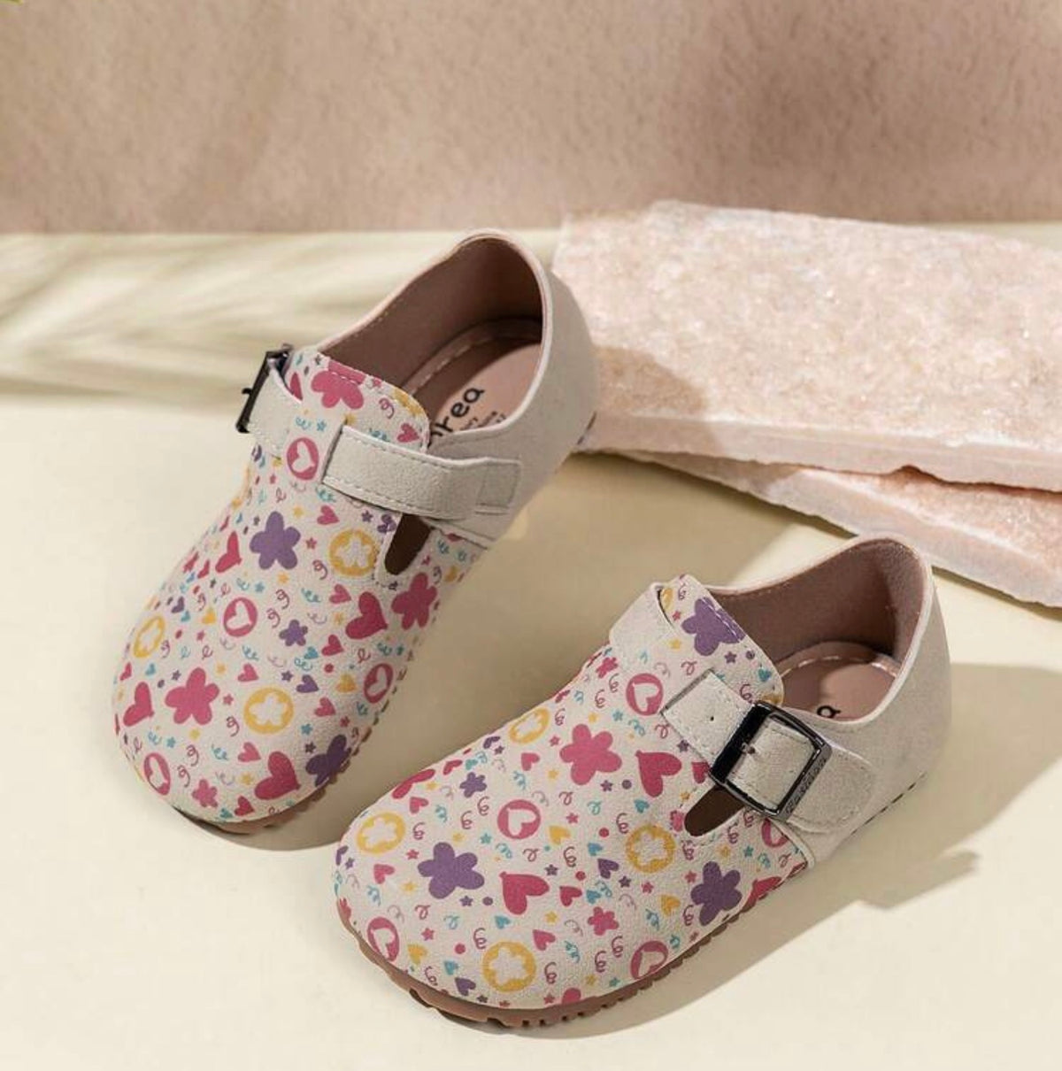 1 Pair Flat Shoes, Printed Pattern Design