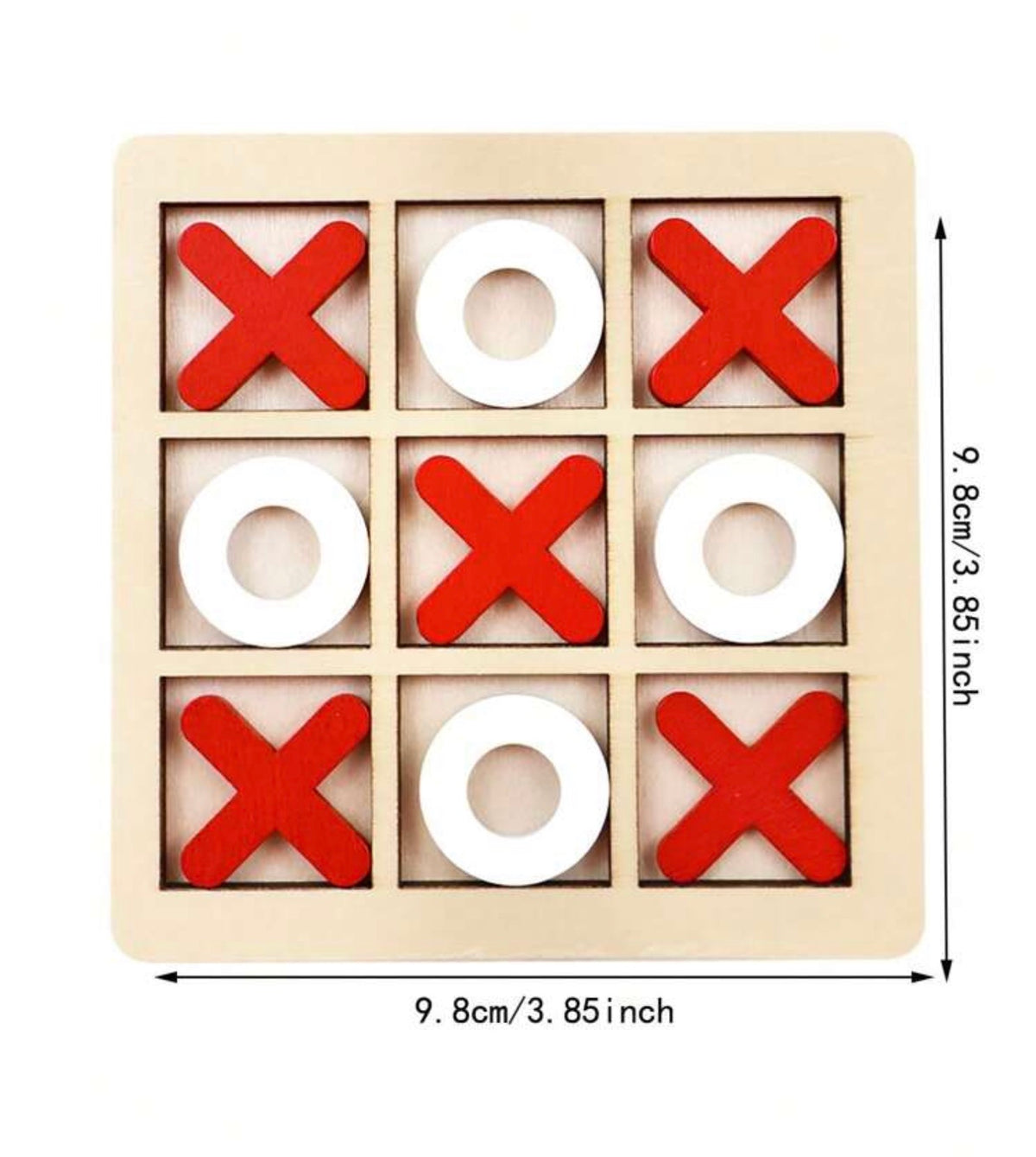 1pc Wooden XO Tic Tac Toe Logic Brain Game, 3-In-A-Row Board Game Toy