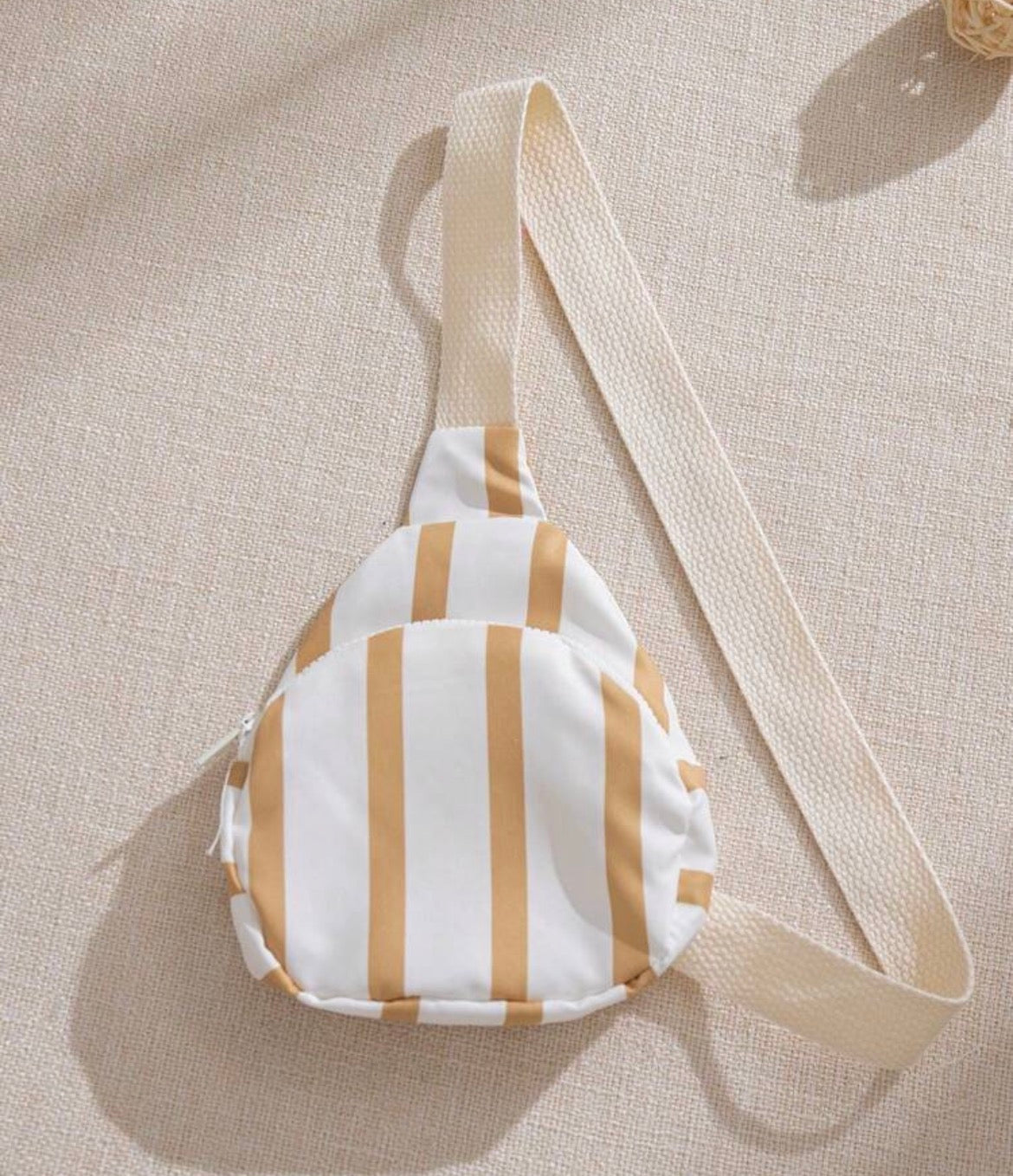3-Piece Baby White Graphic Tee,Striped Shorts&Crossbody Bag