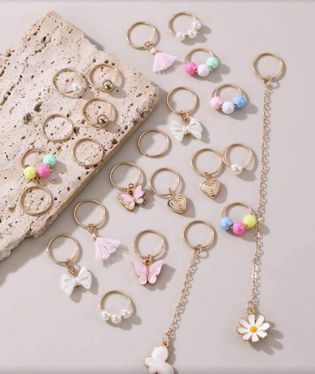 25pcs Western Cowboy Gold Braided Hair Rings With Moon, Star, Cactus, Horseshoe, Hat, Boot Charms, Bohemian Dreadlock Hair Accessories