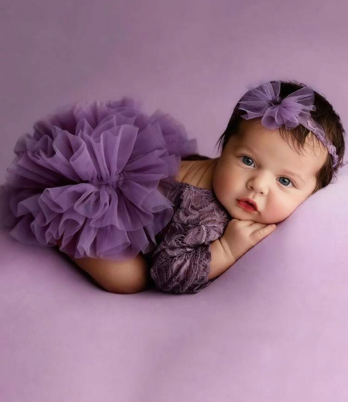 2pcs/Set Newborn Backless Triangle Lace Diaper Cover & Flower Headband Photography Prop Outfit
