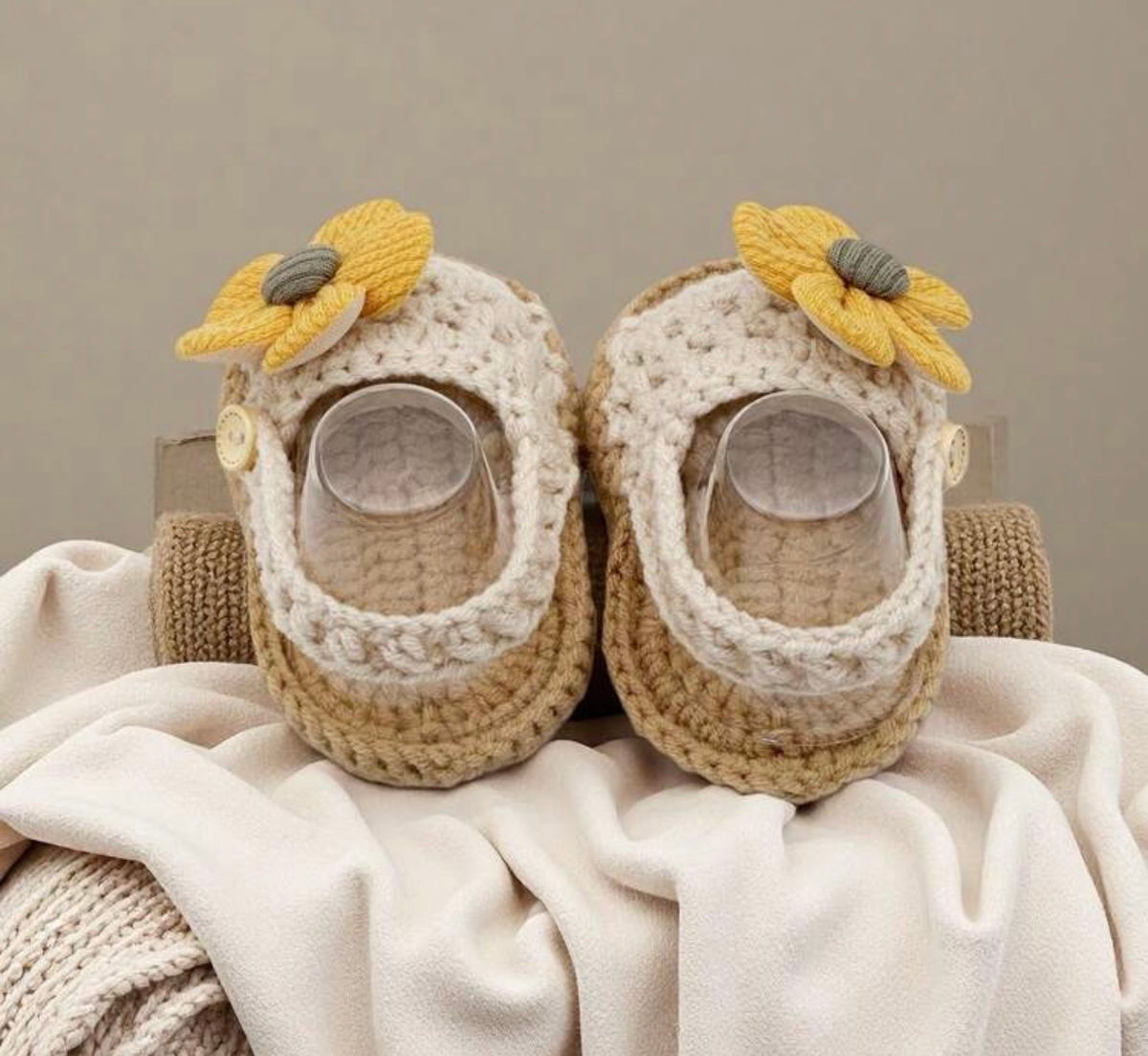 1 Pair Crochet Knitted Infant Sandals