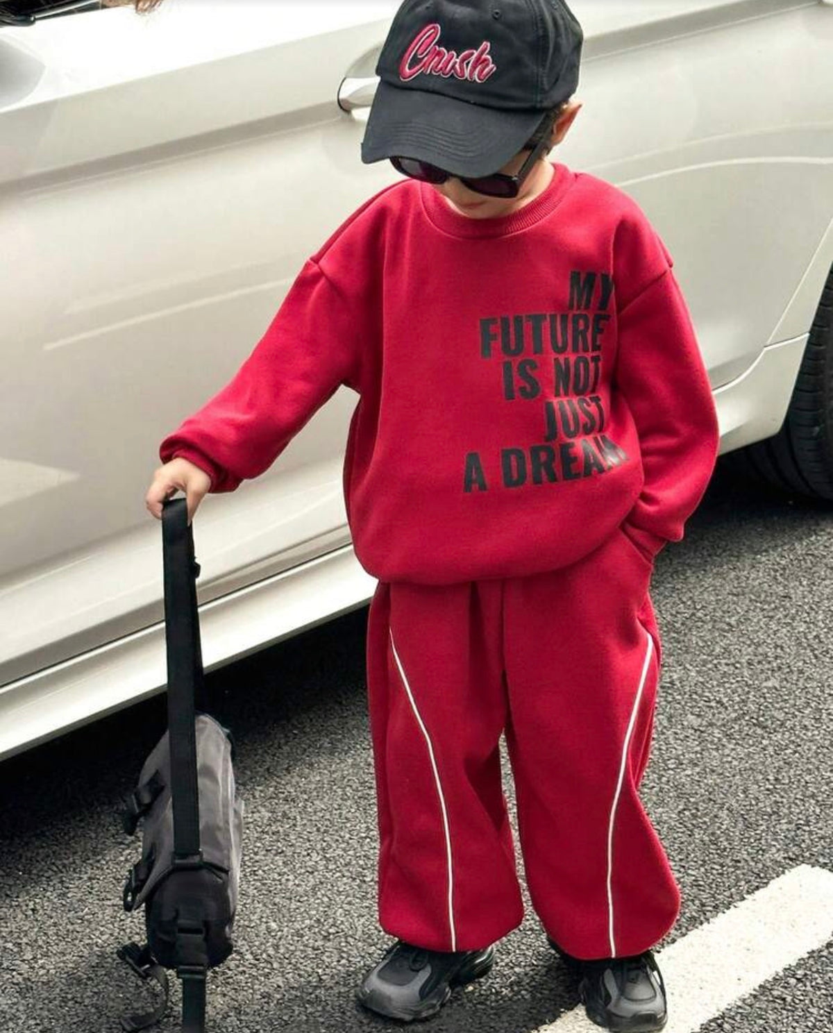 Graphic Crew Neck Long Sleeve Winter Hoodie Sweatshirt And Sweatpants Set