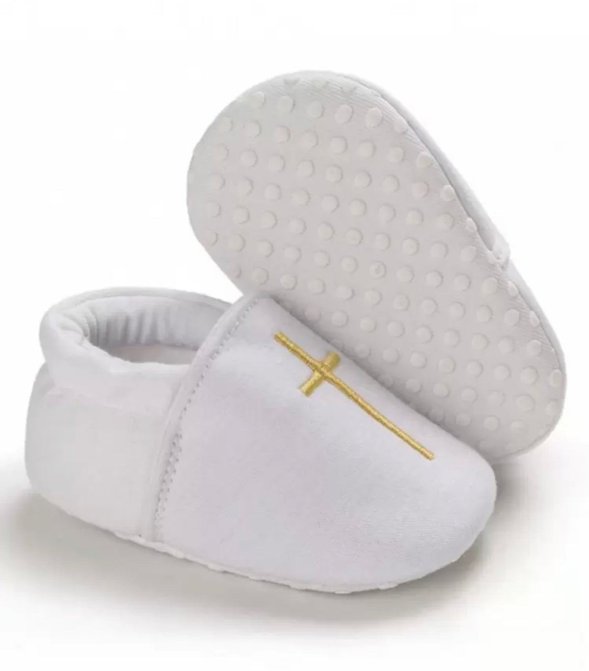 Christening Shoes With Flat Soles, Shoe Laces And Socks