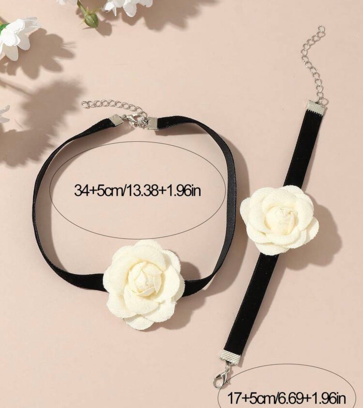 2pcs/Set Girls Flower Necklace And Bracelet Jewelry Set