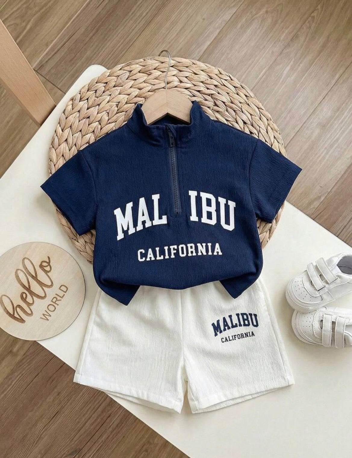 2pcs Korean Style Cute Letter Print Collar Jacket And Shorts