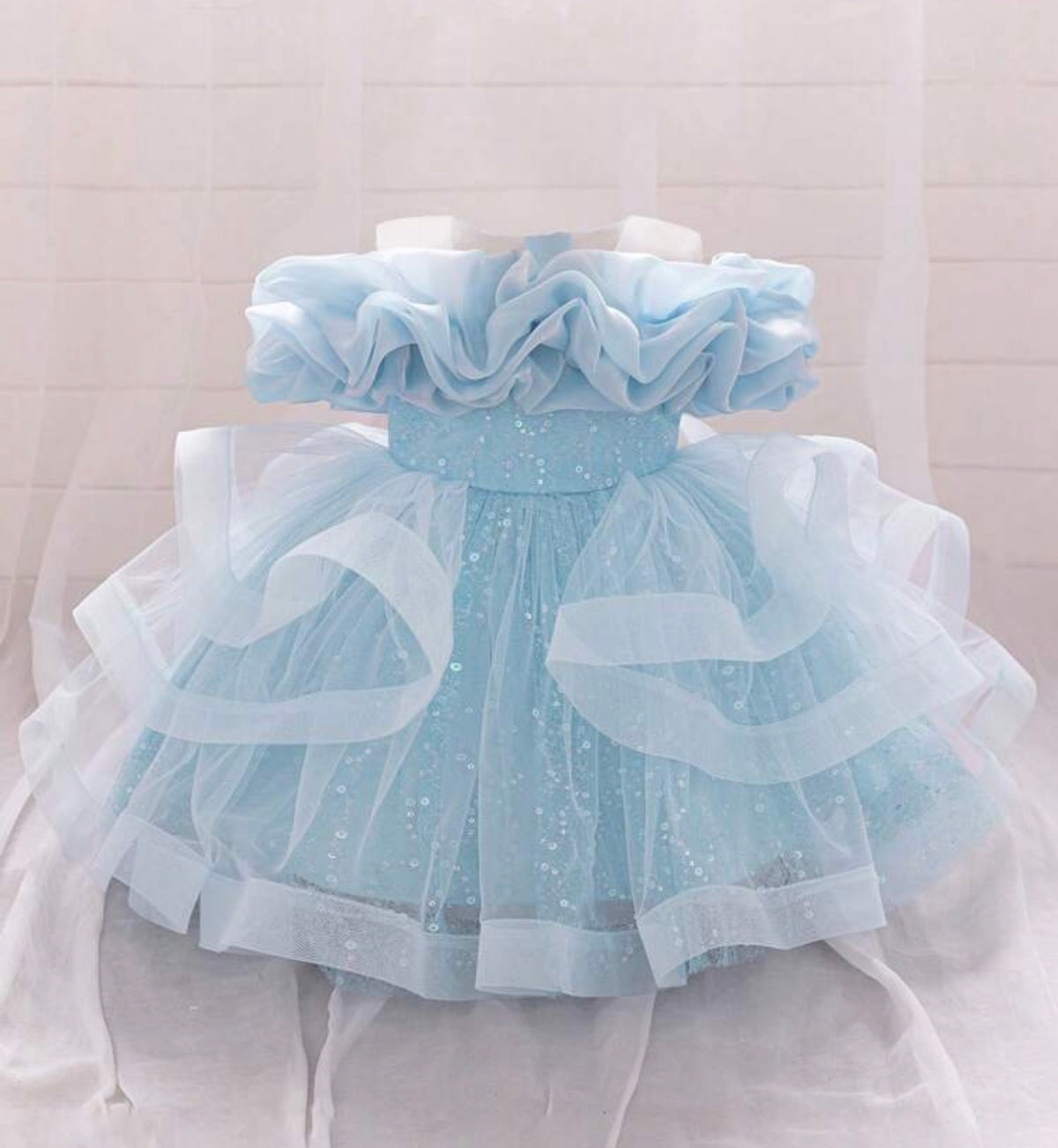 Sequin Tulle Glamorous Puffy Princess Dress Headband Not Included