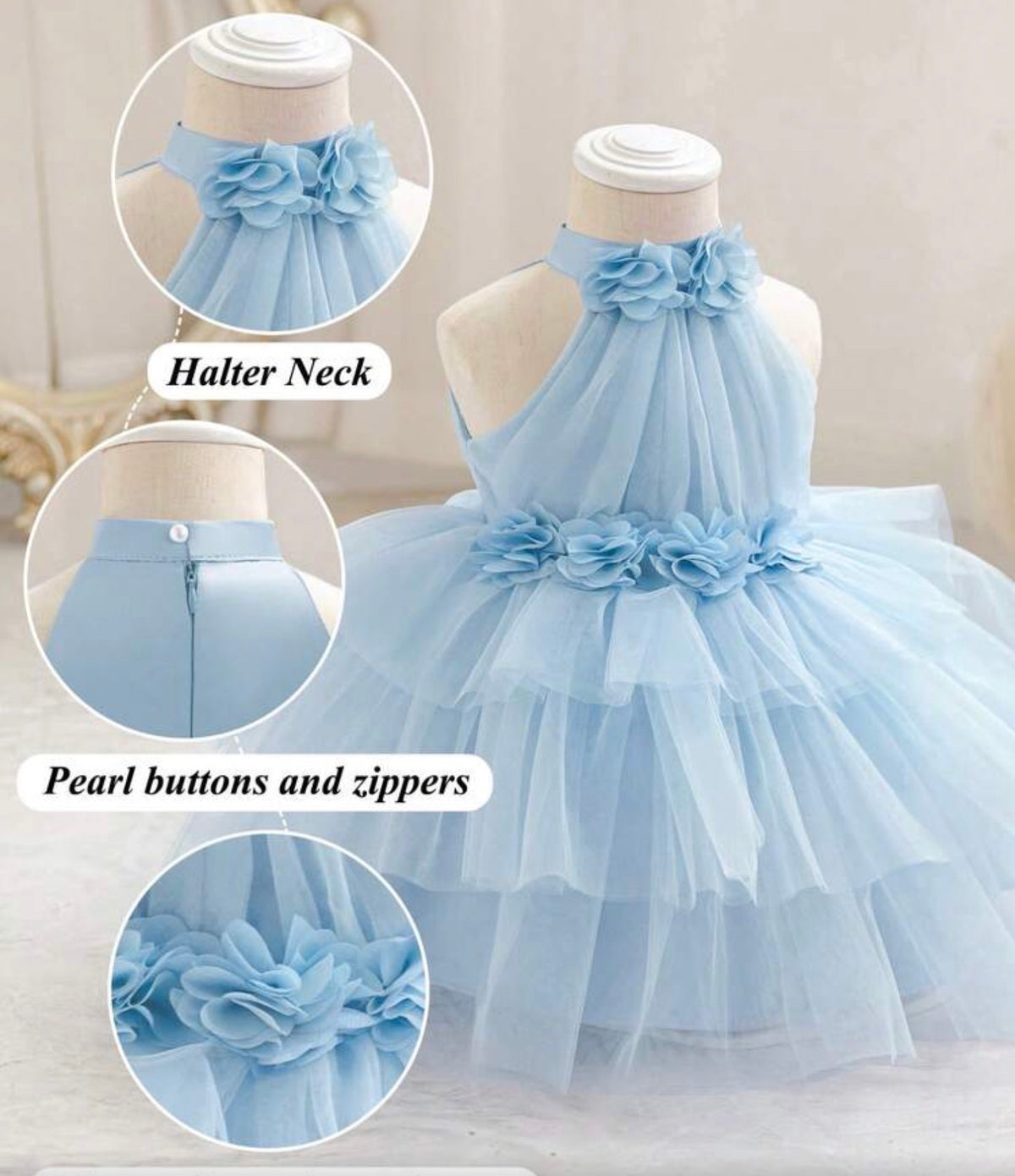 3D Floral Sleeveless Tulle Light Purple Elegant Princess Dress