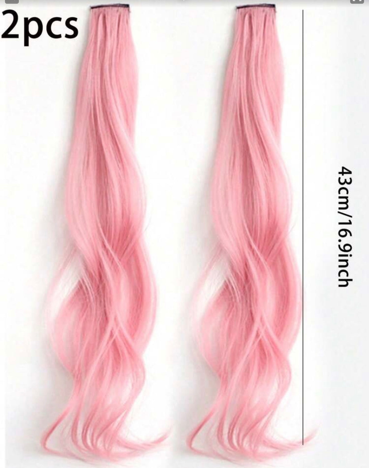 2pcs Pink Dopamine Curly Wigs