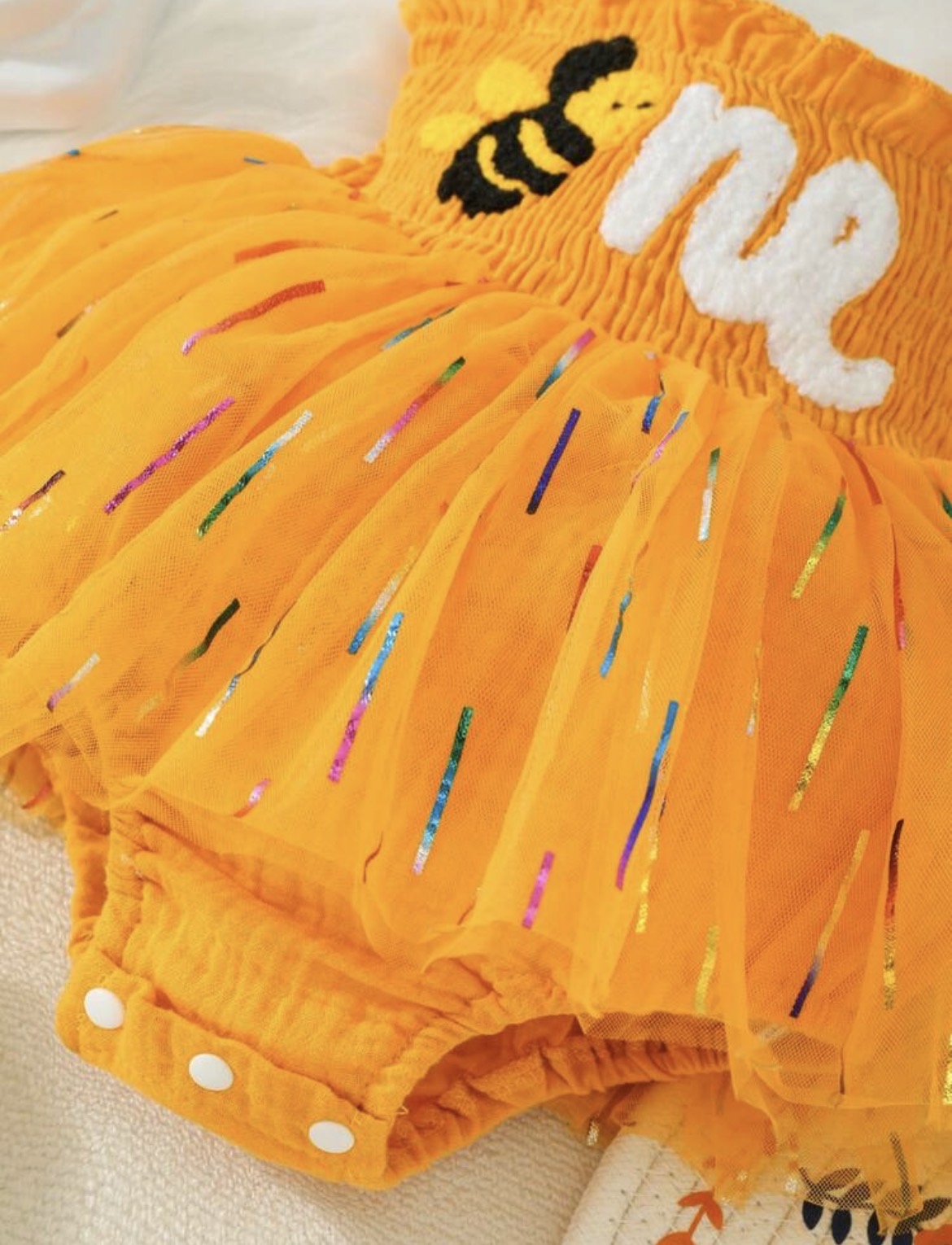 2pcs/Set,Letter Embroidery Bow Strap Tank Top Gradient Striped Print Tulle Dress Romper And Headband