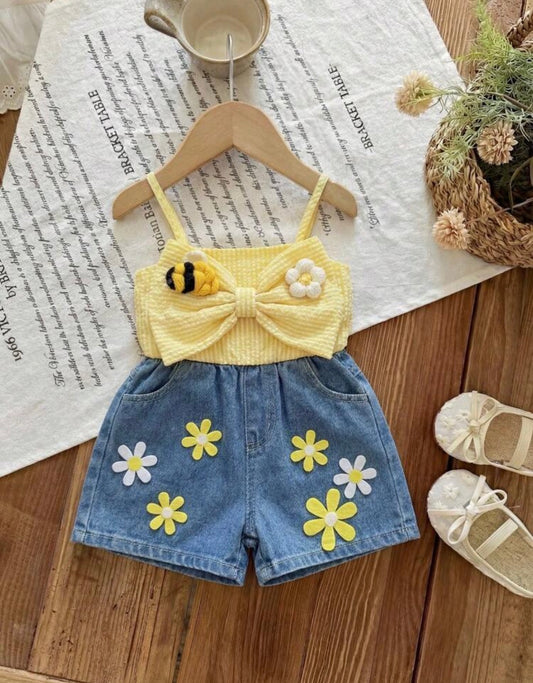 Bow decor Spaghetti strap Romper
