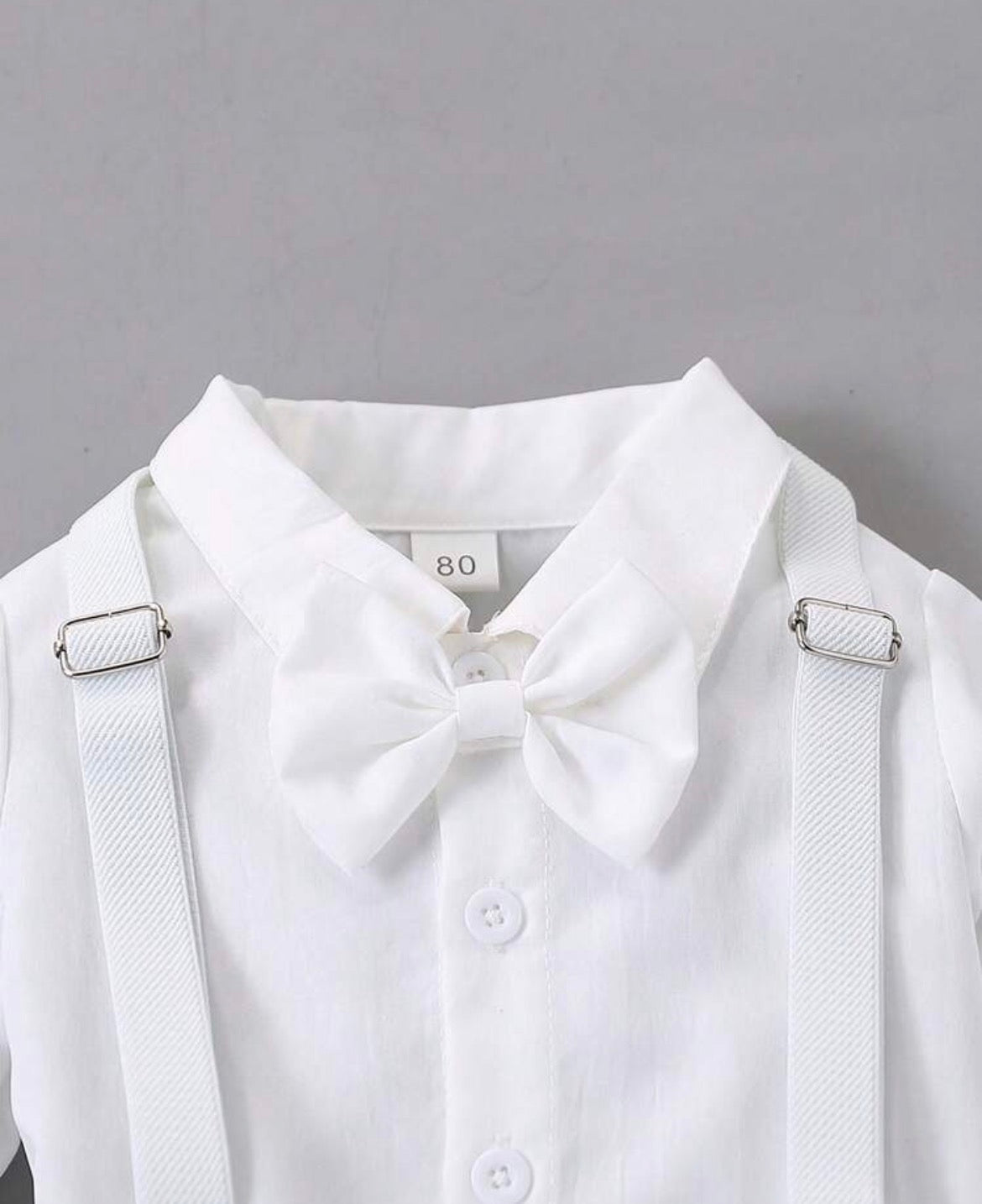 Christening White Shirt+bib overall suit