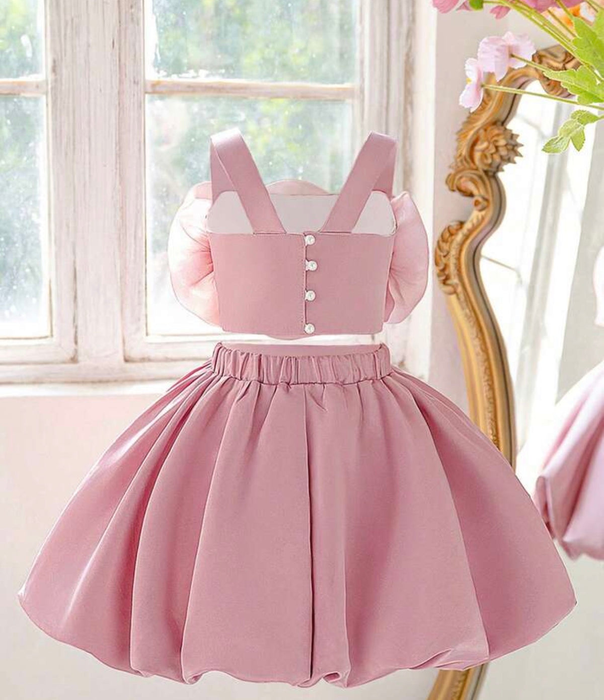 2pcs/Set Thick Strap 3D Floral Tube Top Skirt Set