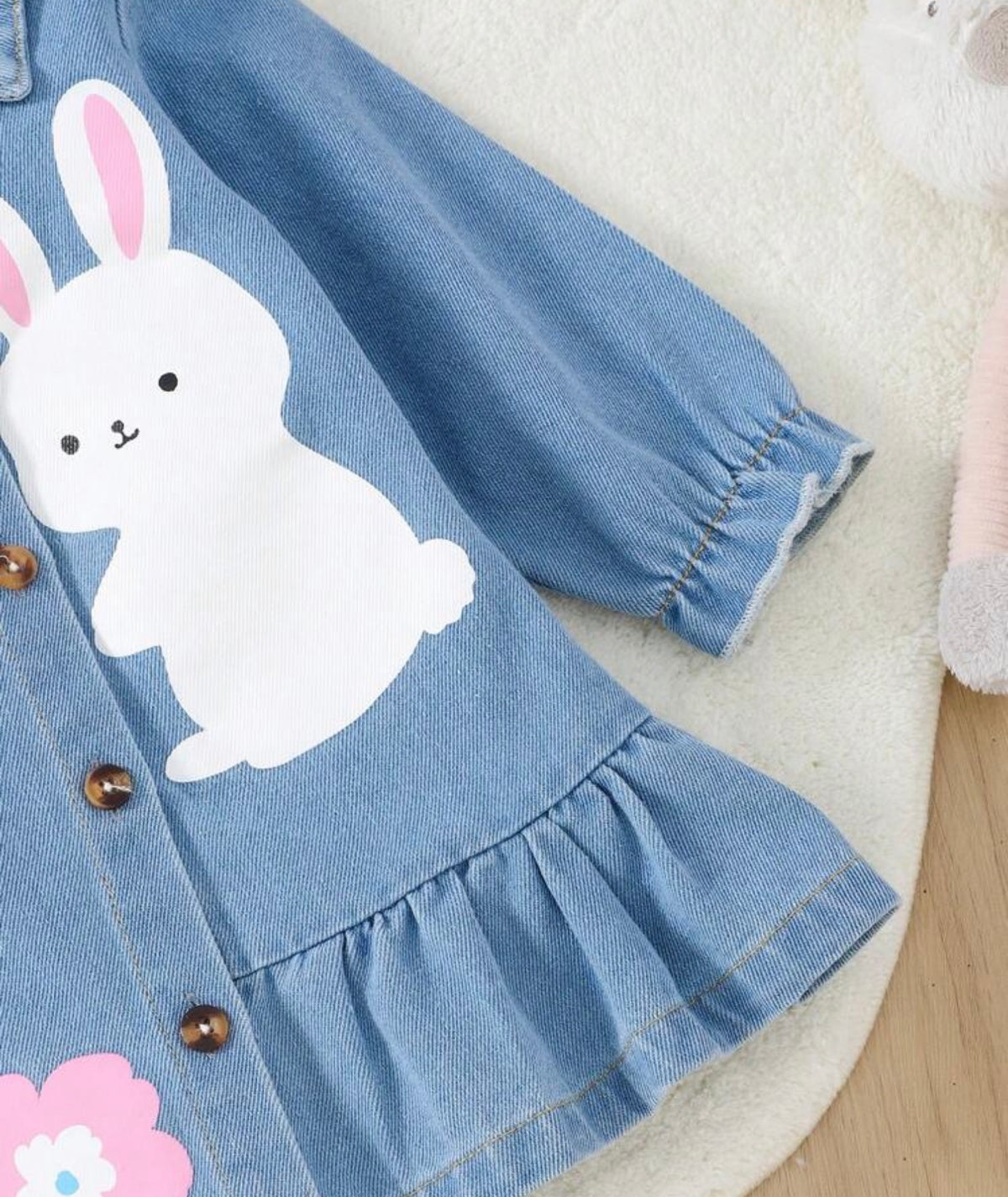Versatile Washed Blue Denim Dress with hat