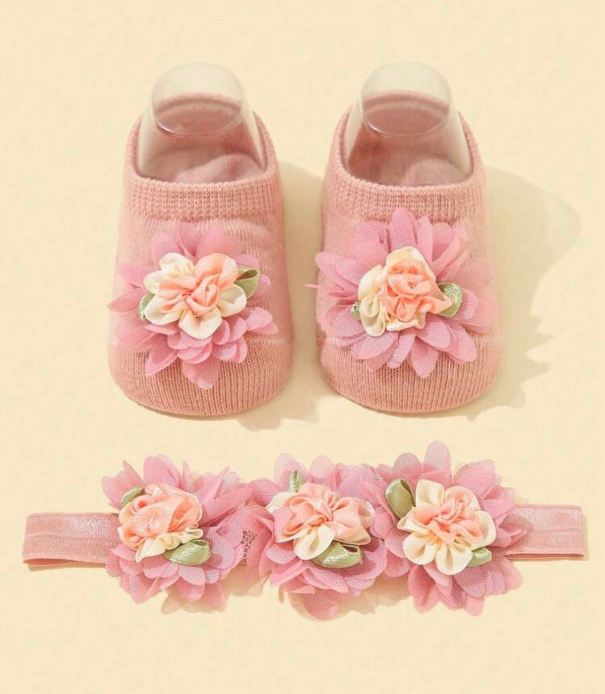 Flower Decorated Princess Style Headband 1pc + Anti-Slip Floor Socks