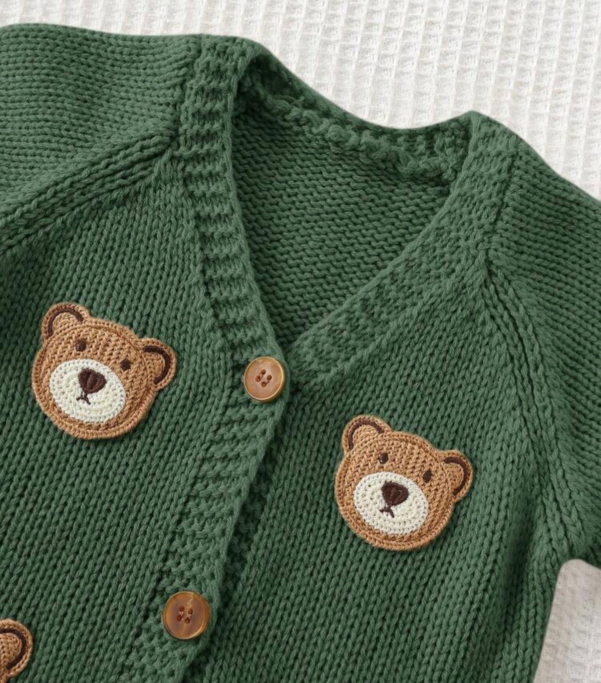 Cartoon Bear Pattern V-Neck Long Sleeve Fall/Winter
