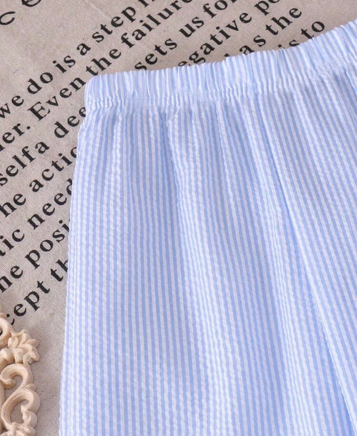 2pcs Blue Striped Pony Vest Cardigan And Pants Set