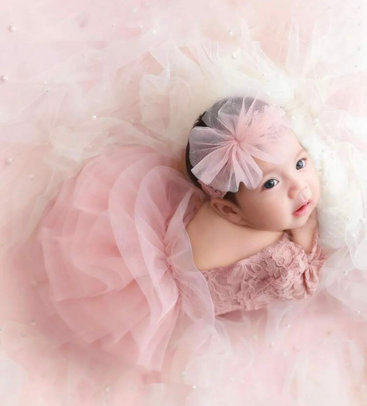 2pcs/Set Newborn Backless Triangle Lace Diaper Cover & Flower Headband Photography Prop Outfit