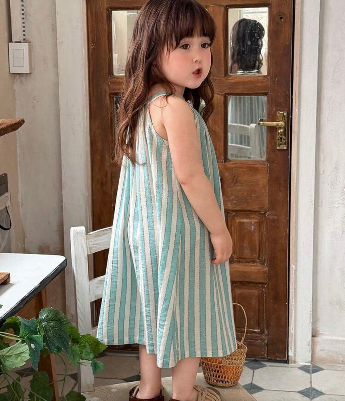 Striped Casual Halter Dress