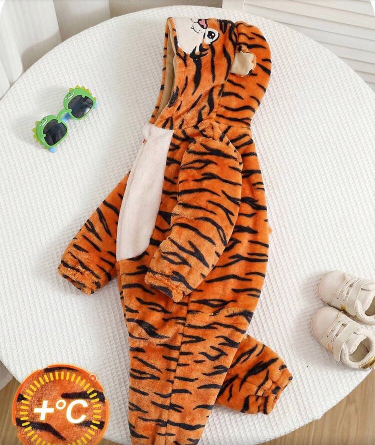 Animal Print Zipper Hooded One-Piece