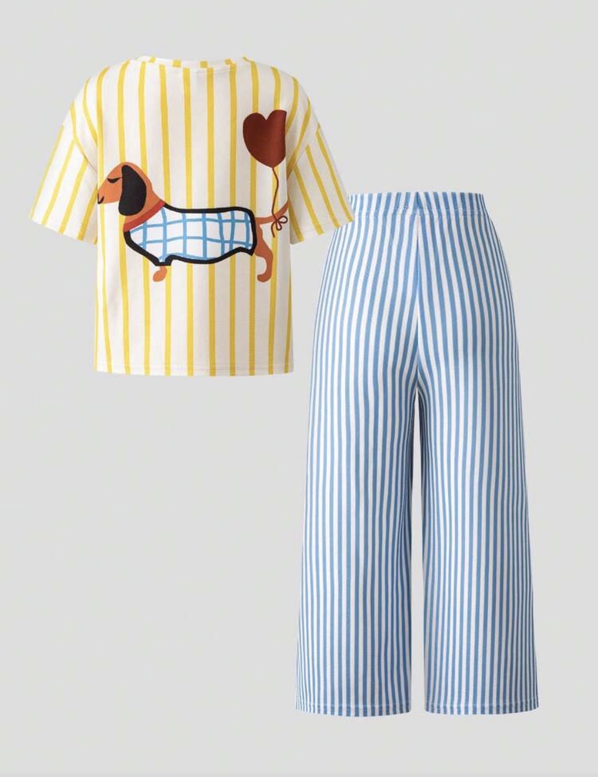 Vintage Graphic Print Casual Striped T-Shirt And Shorts