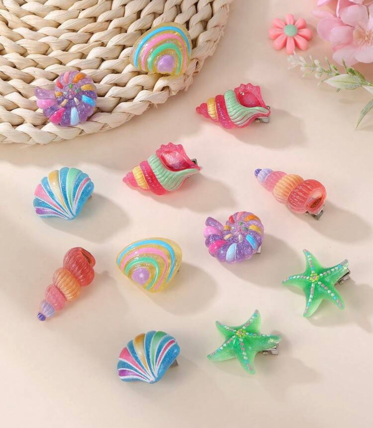 12pcs/Set Girls Shell Starfish Hair Clips