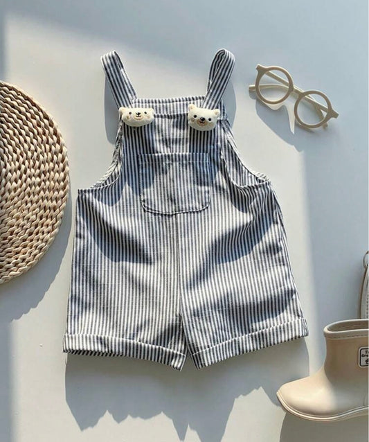 Striped Cartoon 3D Bear Suspender Romper