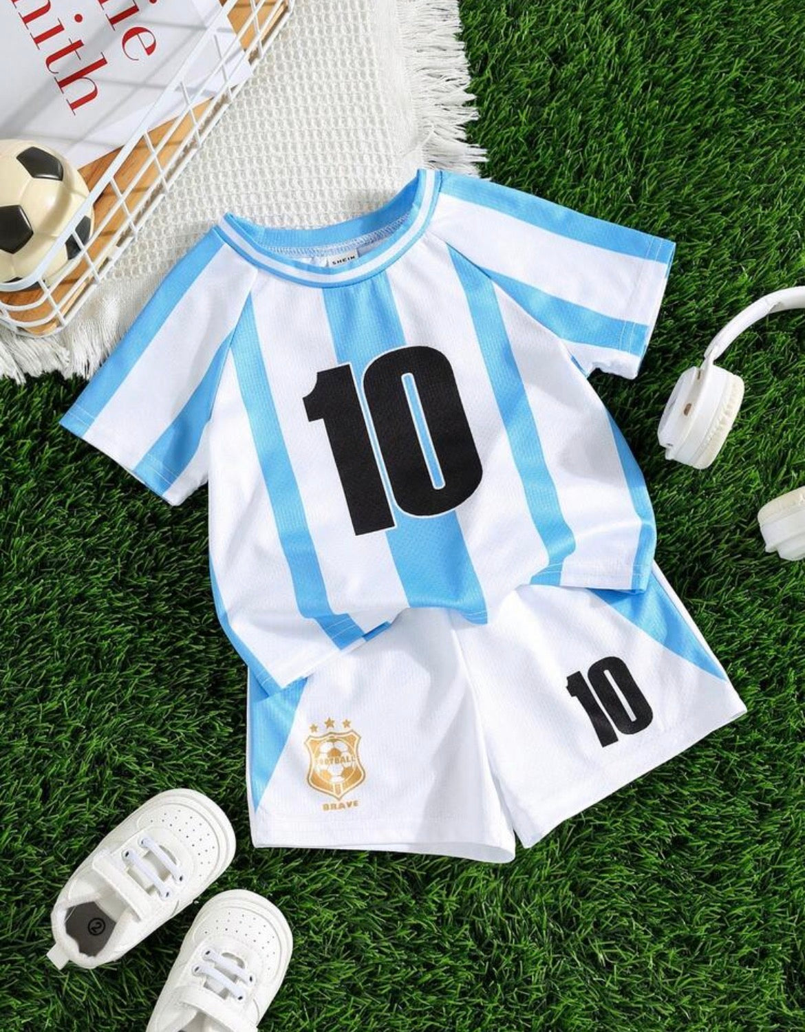 2pcs/Set Baby Boy Blue White Stripe