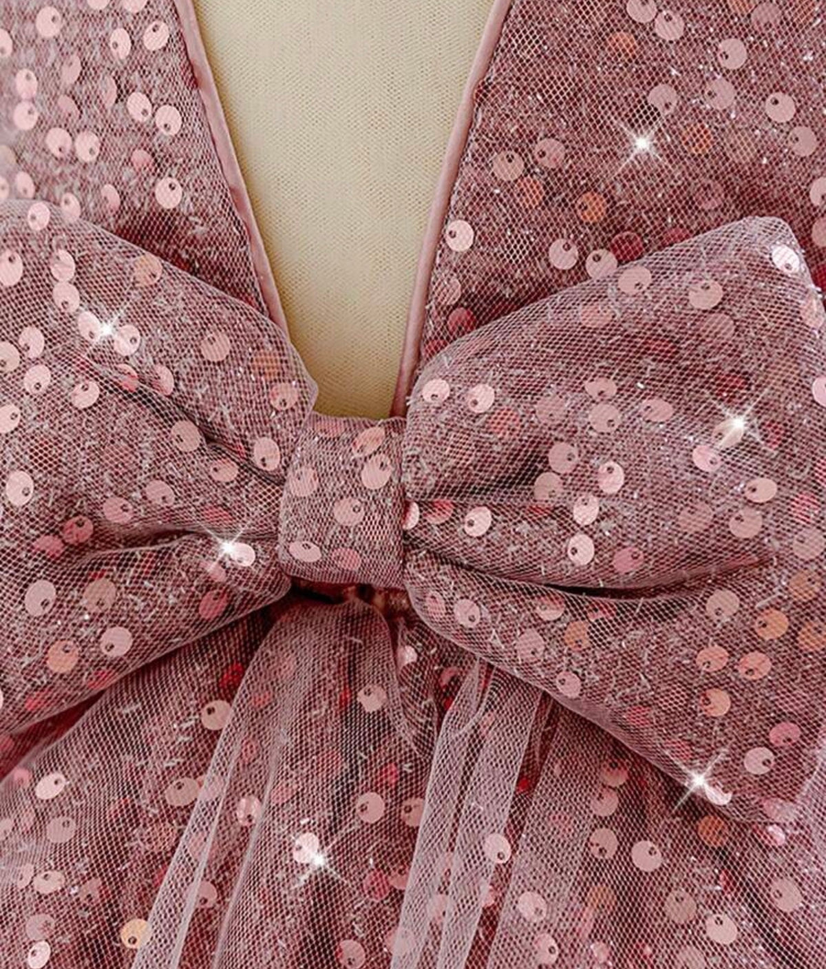 Baby Girls Short Sleeve Bow Sequin Tulle Cute Flower Girl Puff Dress