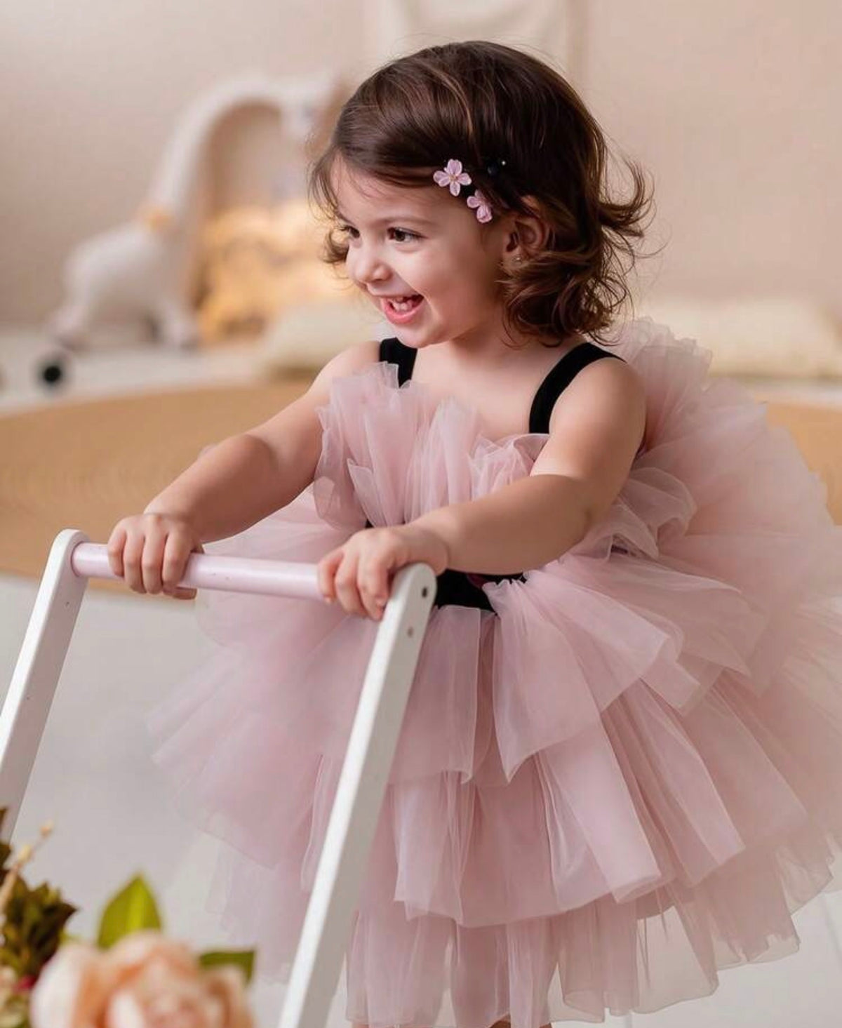 Pink Bow Contrast Color Elegant Party Dress