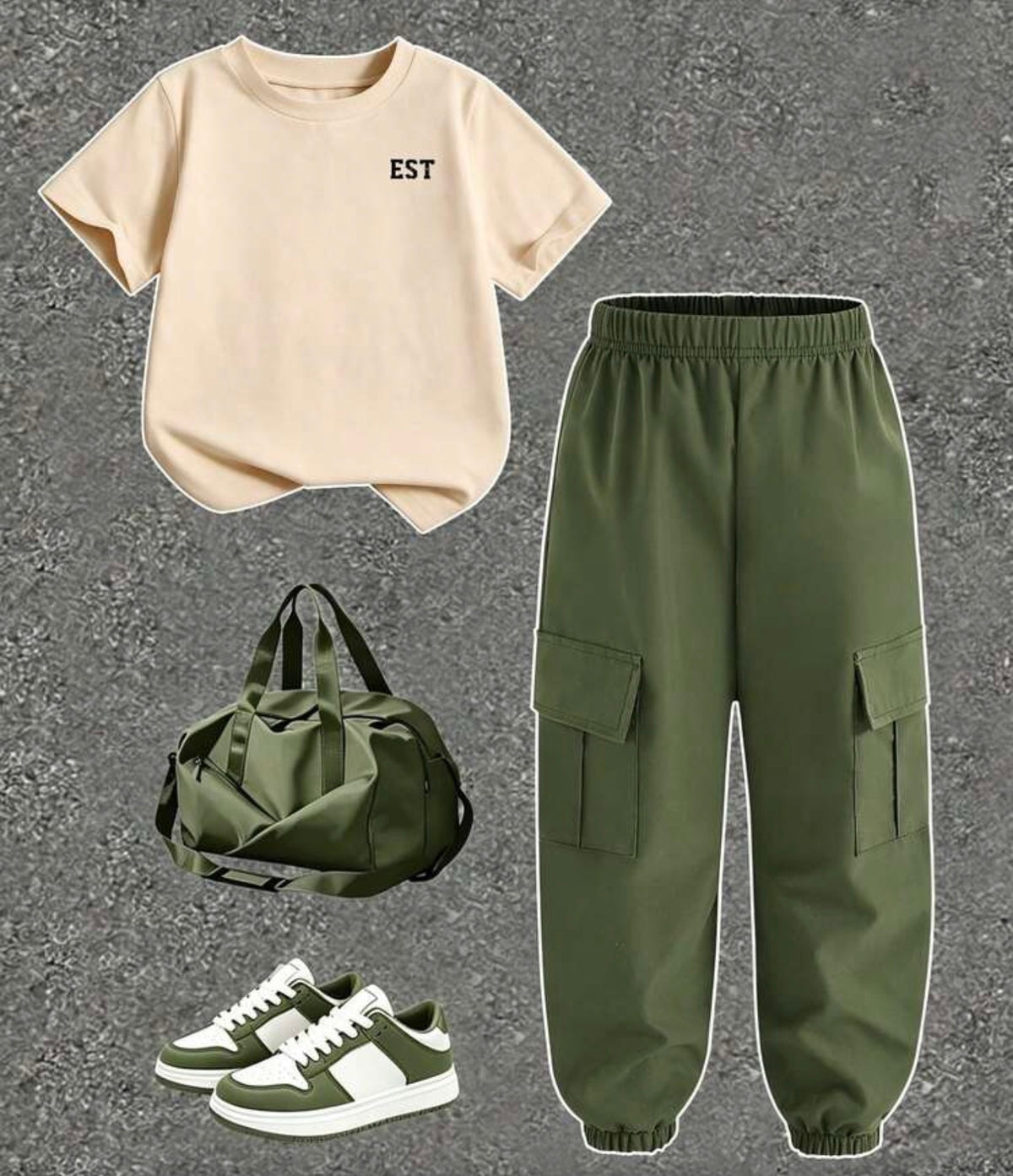 Round Neck Short Sleeve T-Shirt And Long Pants Set