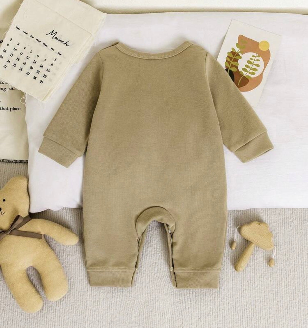 Autumn/Winter Cartoon Bear Animal Print Long Sleeve Romper