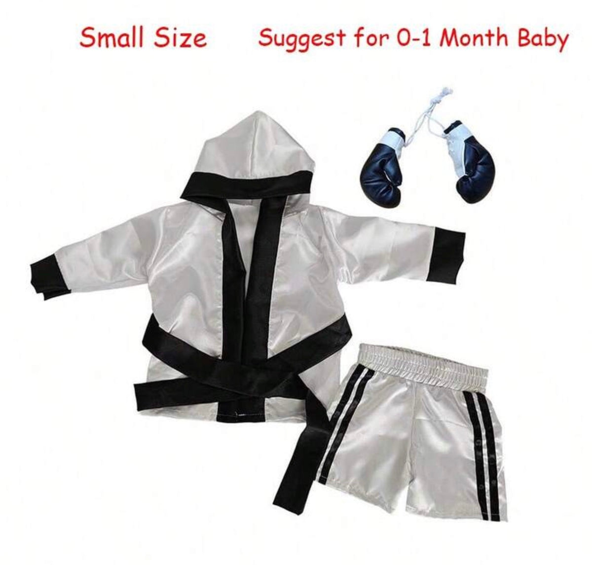 3PCS Newborn Photography Boxer Robe Short And Boxing Set