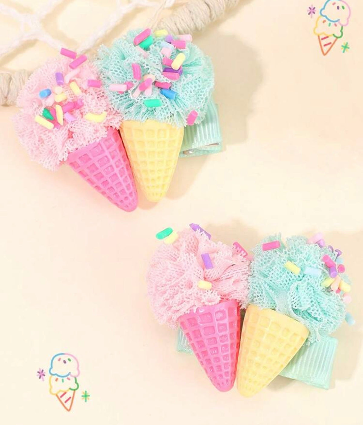 2pcs Ice Cream Hair Clips